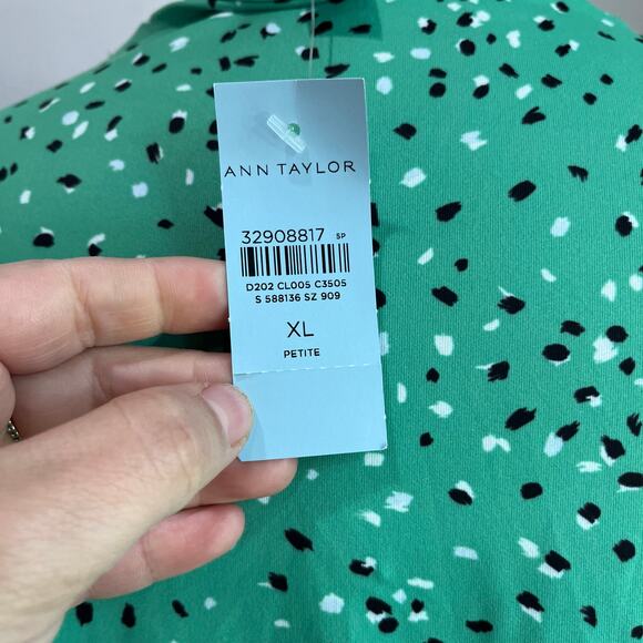 Ann Taylor Square Neck 3/4 Sleeve Green Career Blouse Size XL Petite - Picture 5 of 9